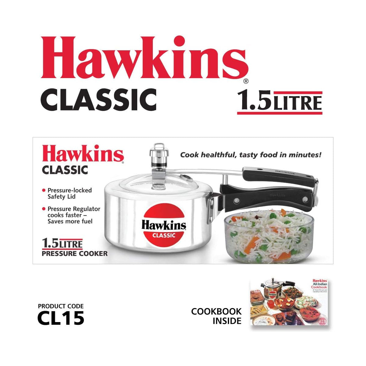 Hawkins Pressure Cooker - CLASSIC - Silver - 1.5 L