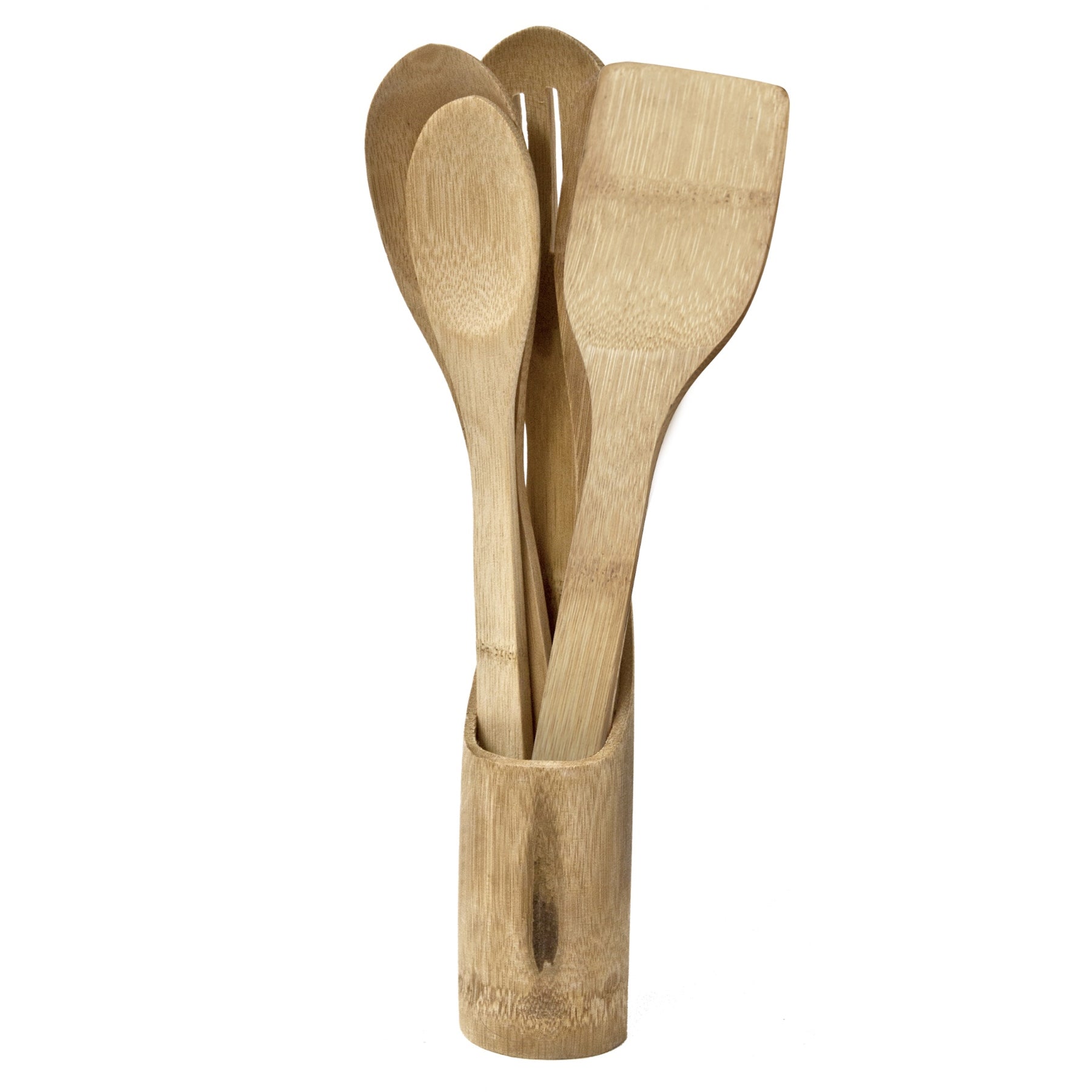 Bamboo Spoon With Holder Set - 5 Pc