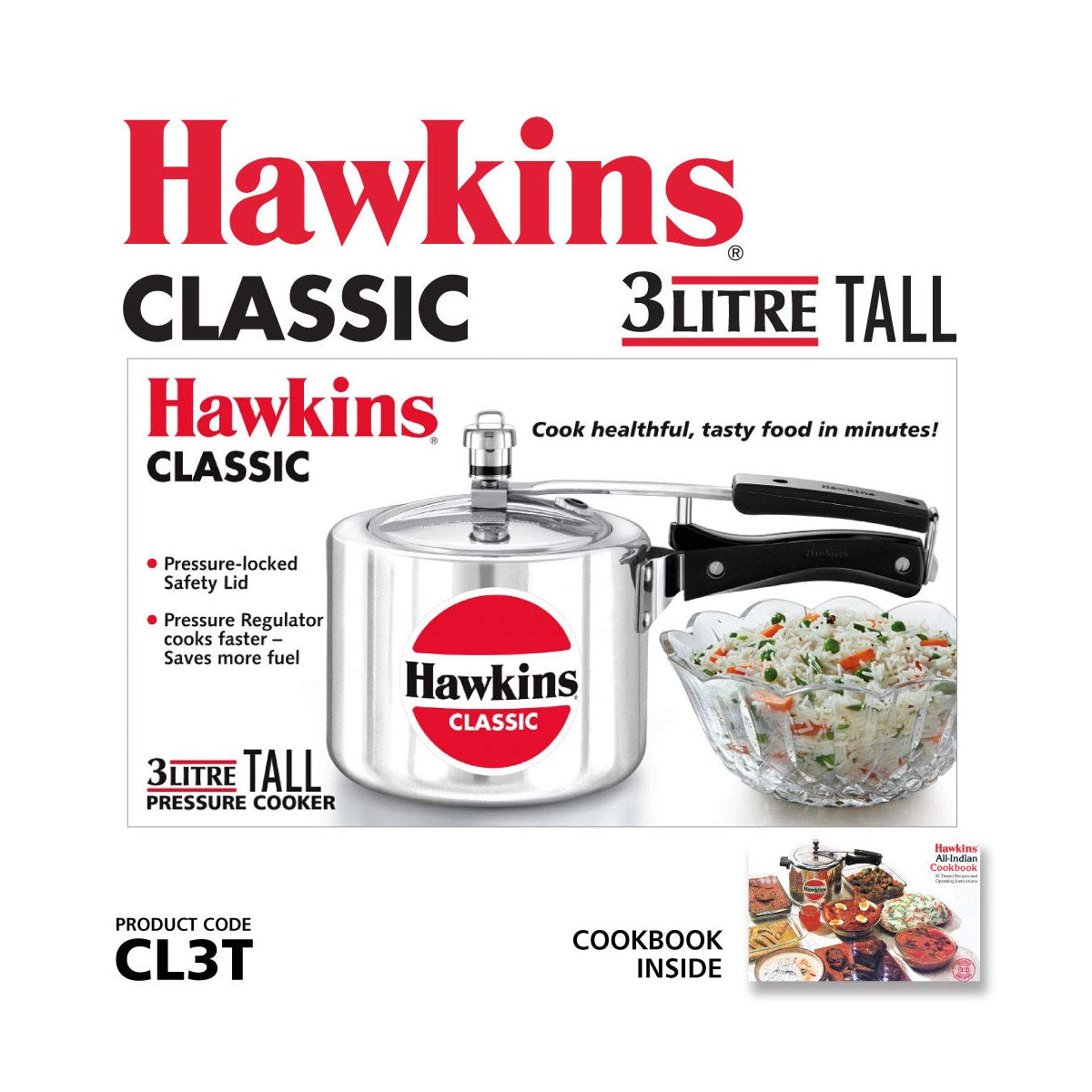 Hawkins Pressure Cooker - CLASSIC - Silver - 3 L Tall