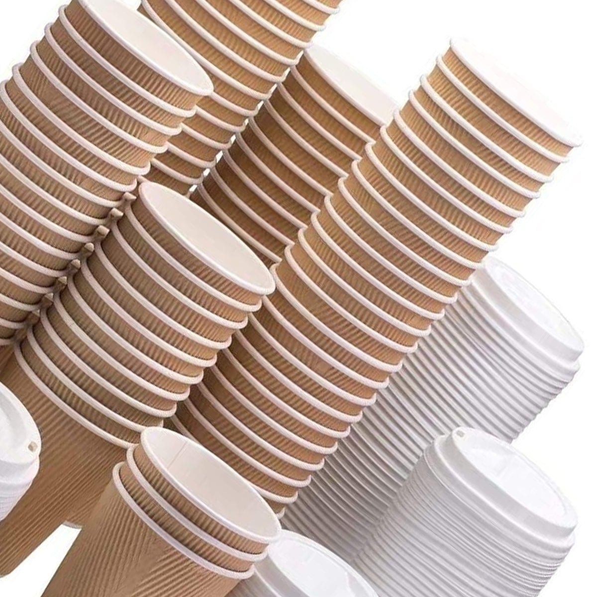 Disposable Cups With Lid 12 Oz - 200 Pcs