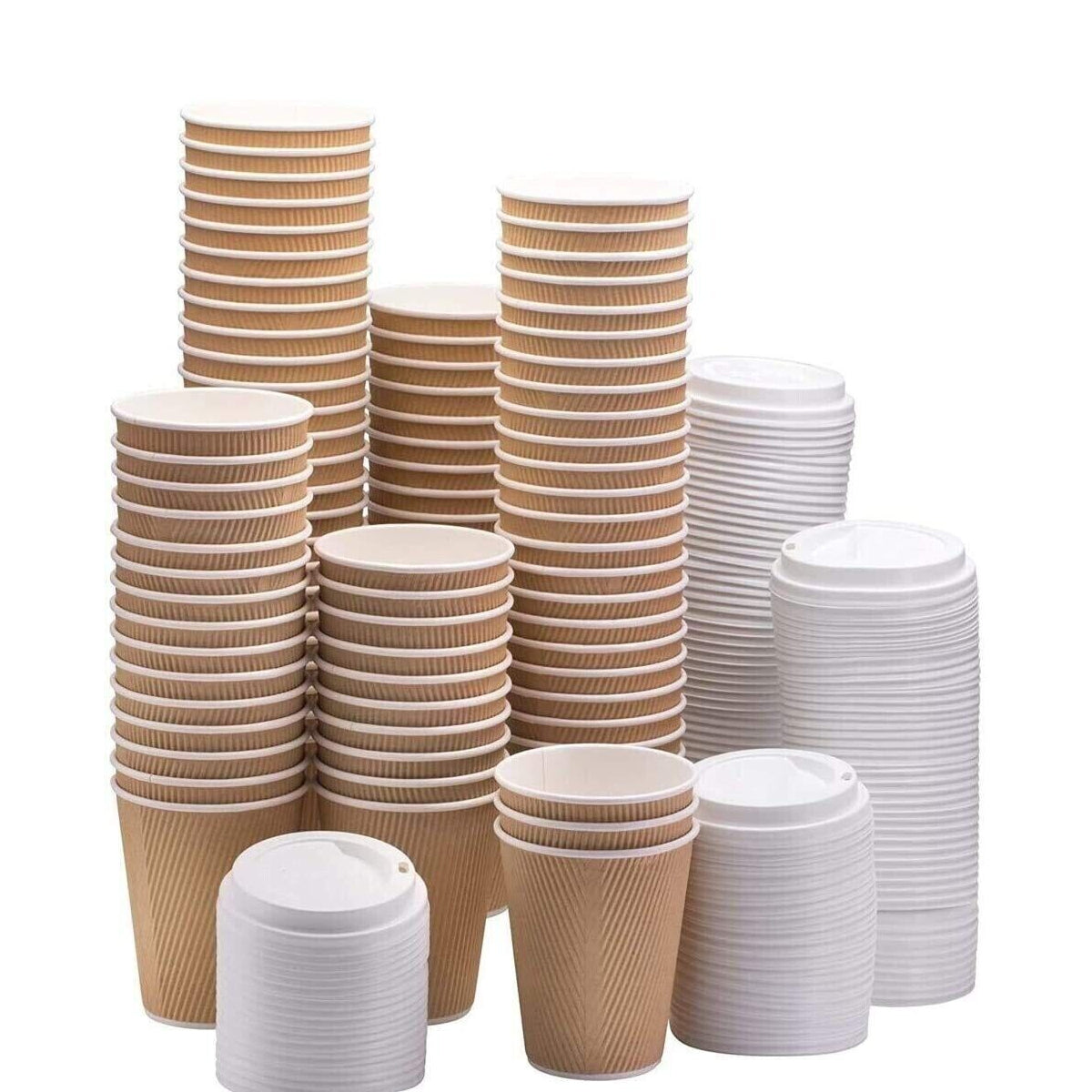 Disposable Cups With Lid 12 Oz - 100 Pcs