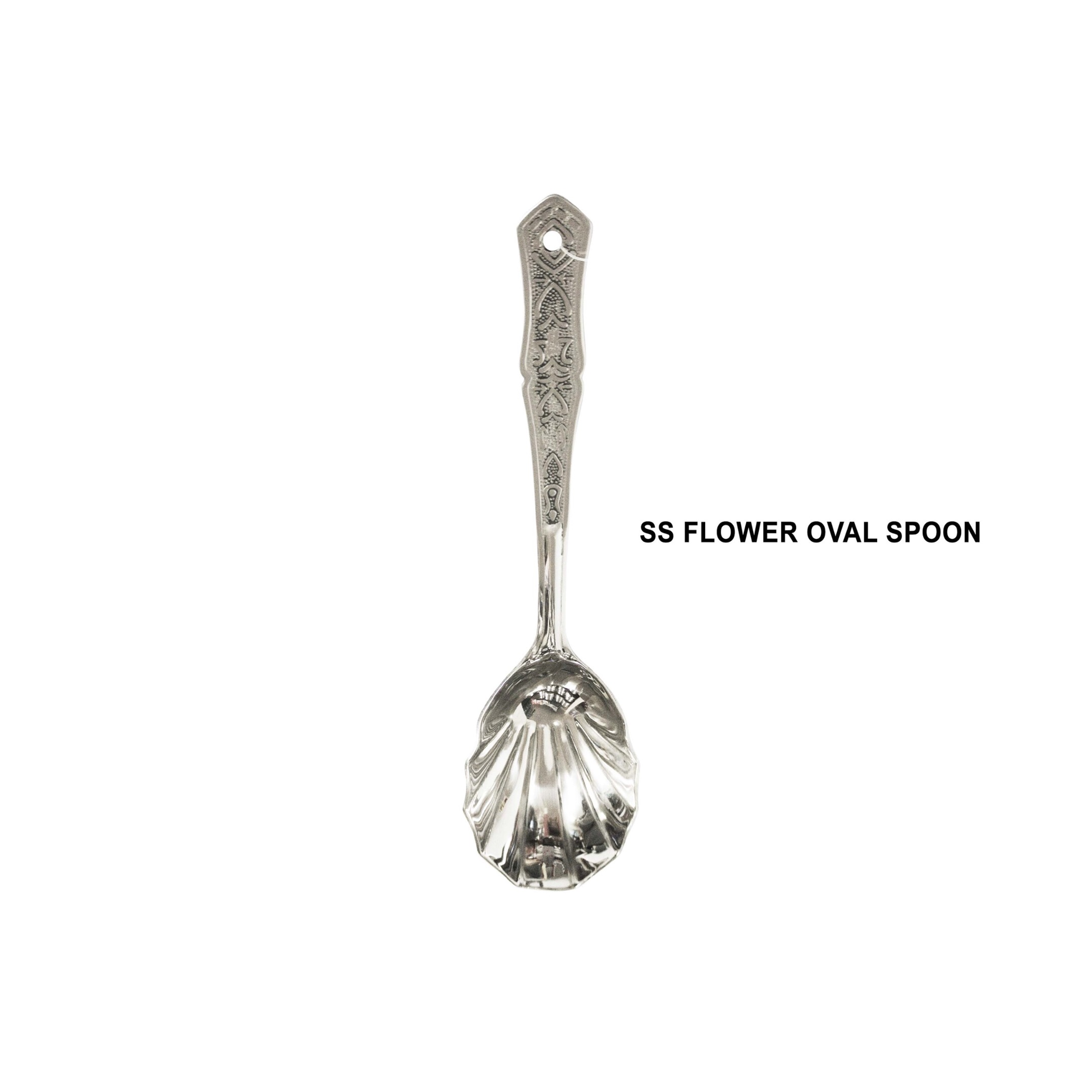 Stainless Steel Flower Oval Spoon