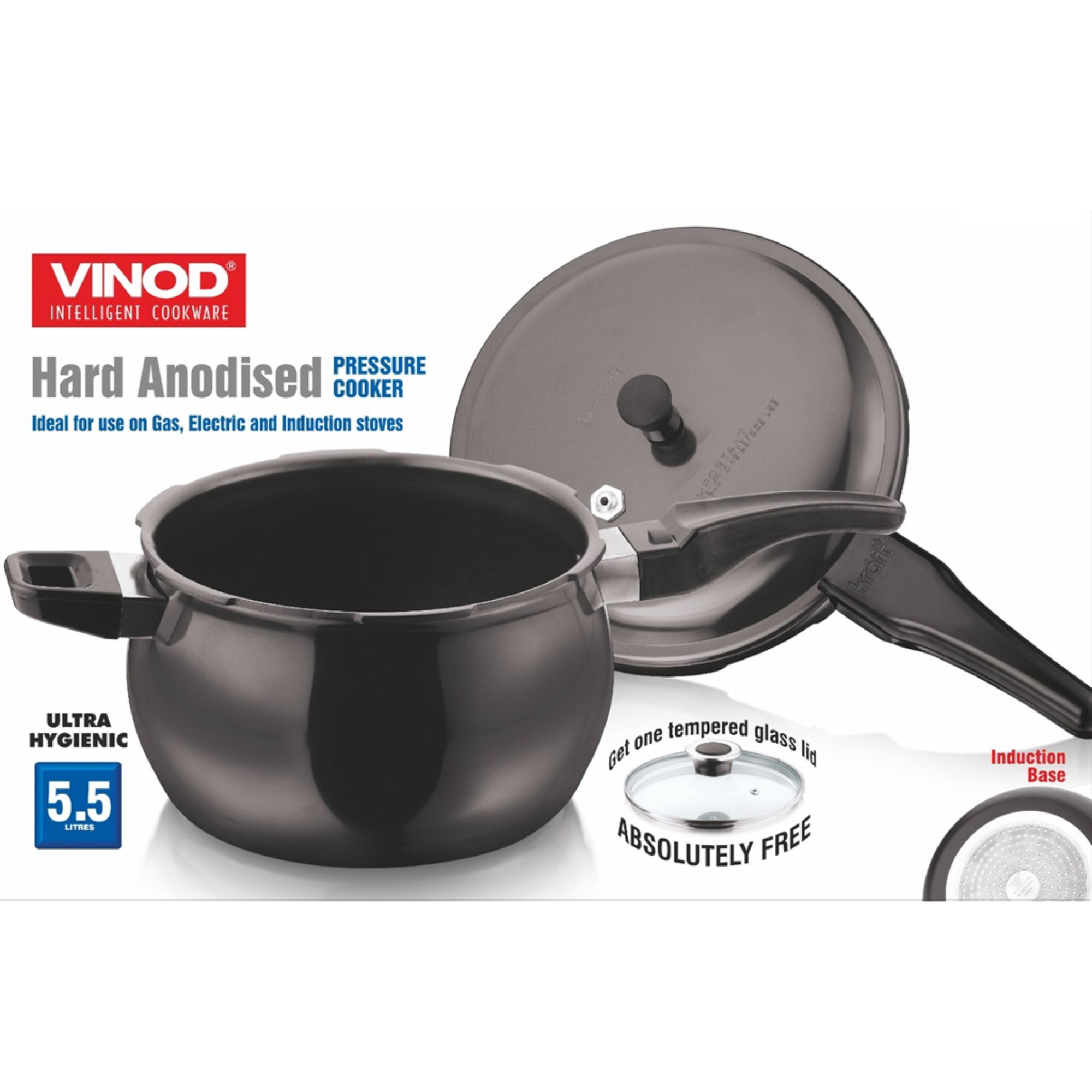 Vinod Hard Anodised Pressure Cooker - 5.5 Litre