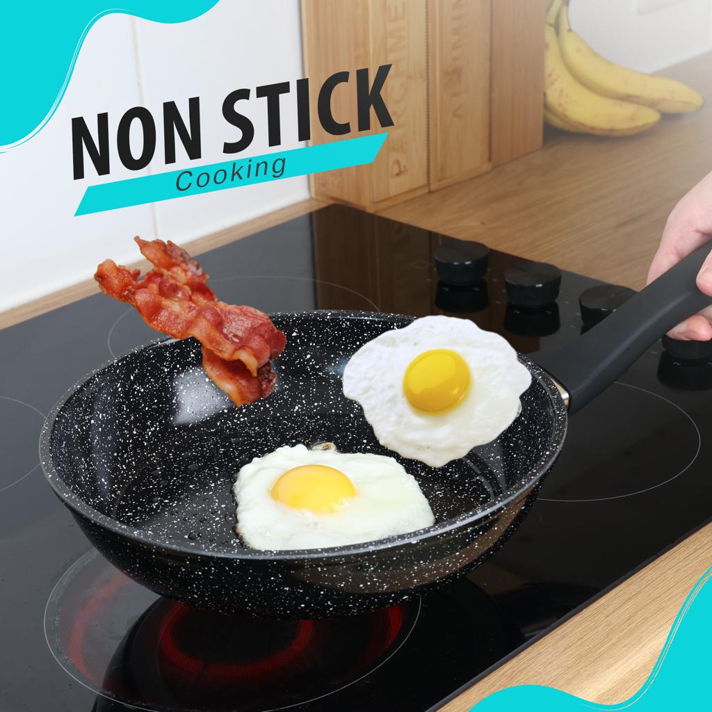 Glaxa Hard Anodized Non-Stick Induction Base Frying Pan With Lid - 28cm