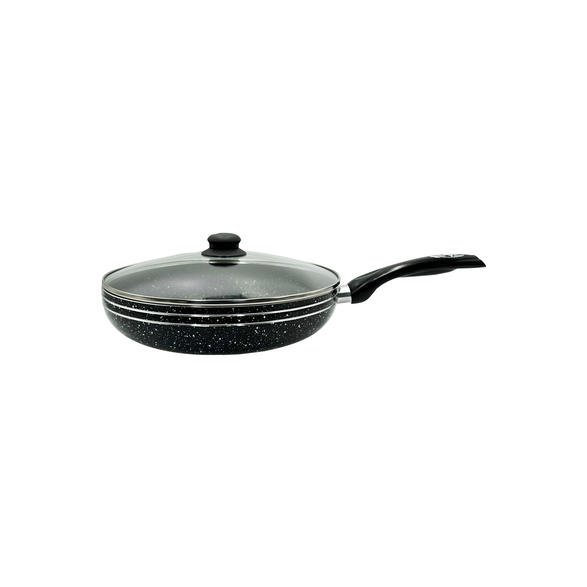 JS Marble Non-Stick Induction Base Frying Pan With Glass Lid - 20cm