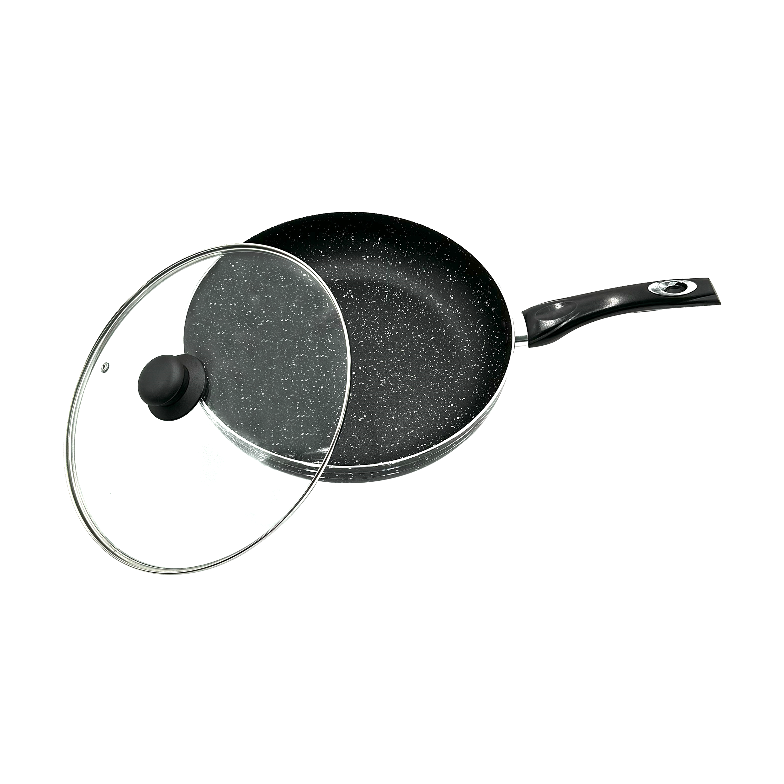 JS Marble Non-Stick Induction Base Frying Pan With Glass Lid - 30cm
