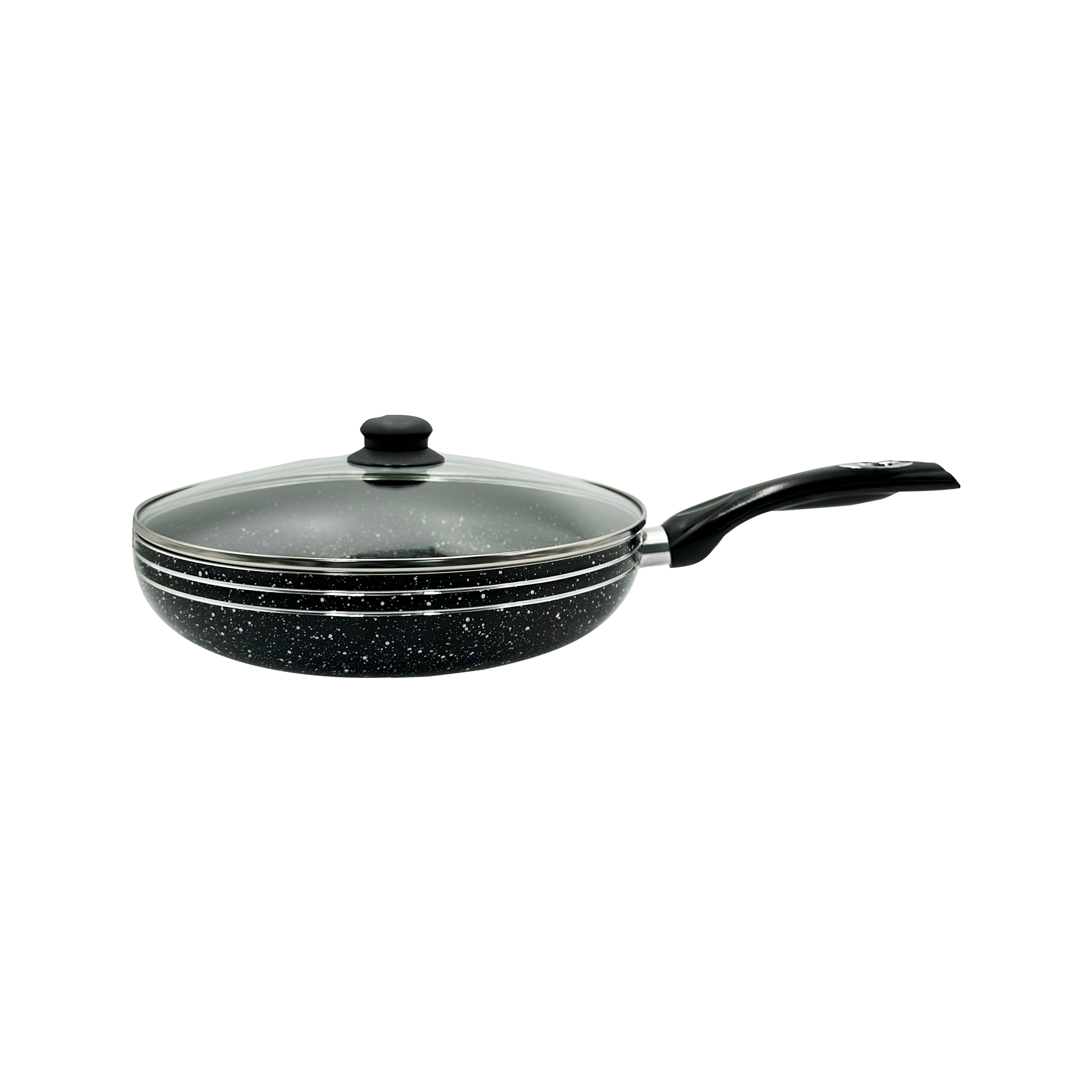 JS Marble Non-Stick Induction Base Frying Pan With Glass Lid - 28cm