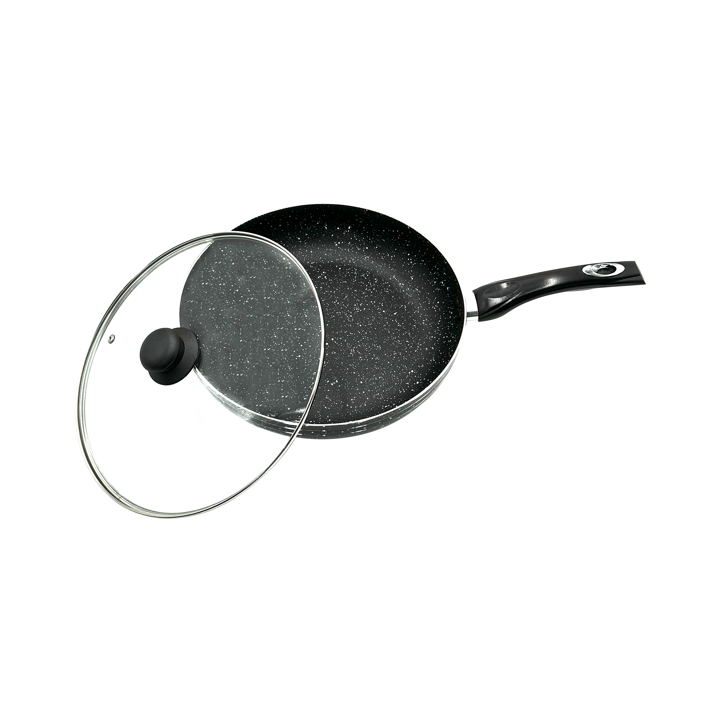 JS Marble Non-Stick Induction Base Frying Pan With Glass Lid - 28cm