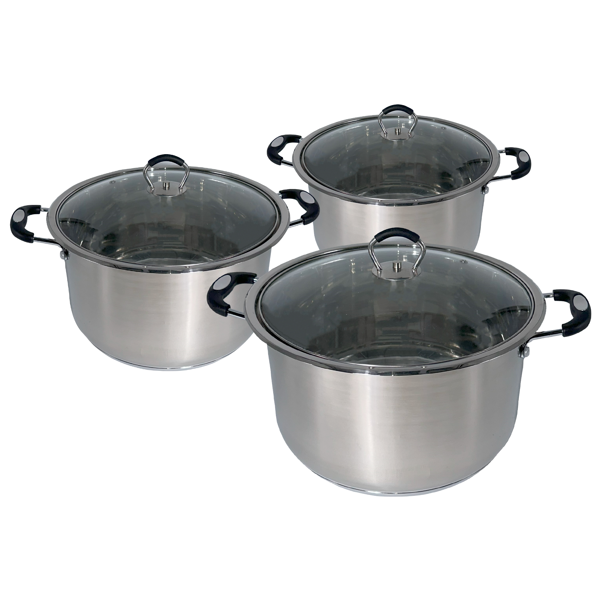 Glaxa Stainless Steel Induction Base Casserole/Pots With Lid - 3 Pc Set