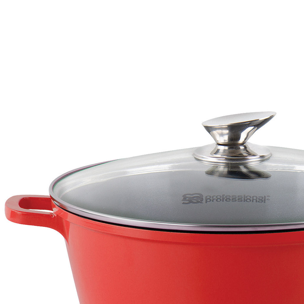 Die Cast Stockpot - Induction Base - NEA - Red- 24cm
