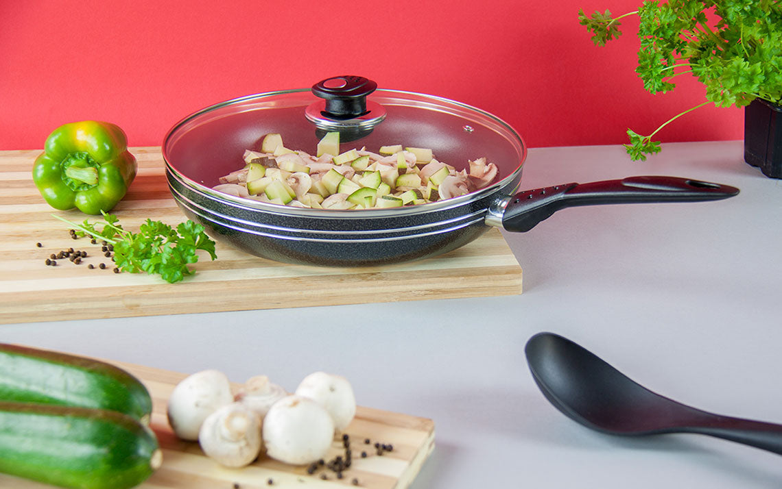 Frying Pan With Glass Lid - Induction Base - UNA - 26cm