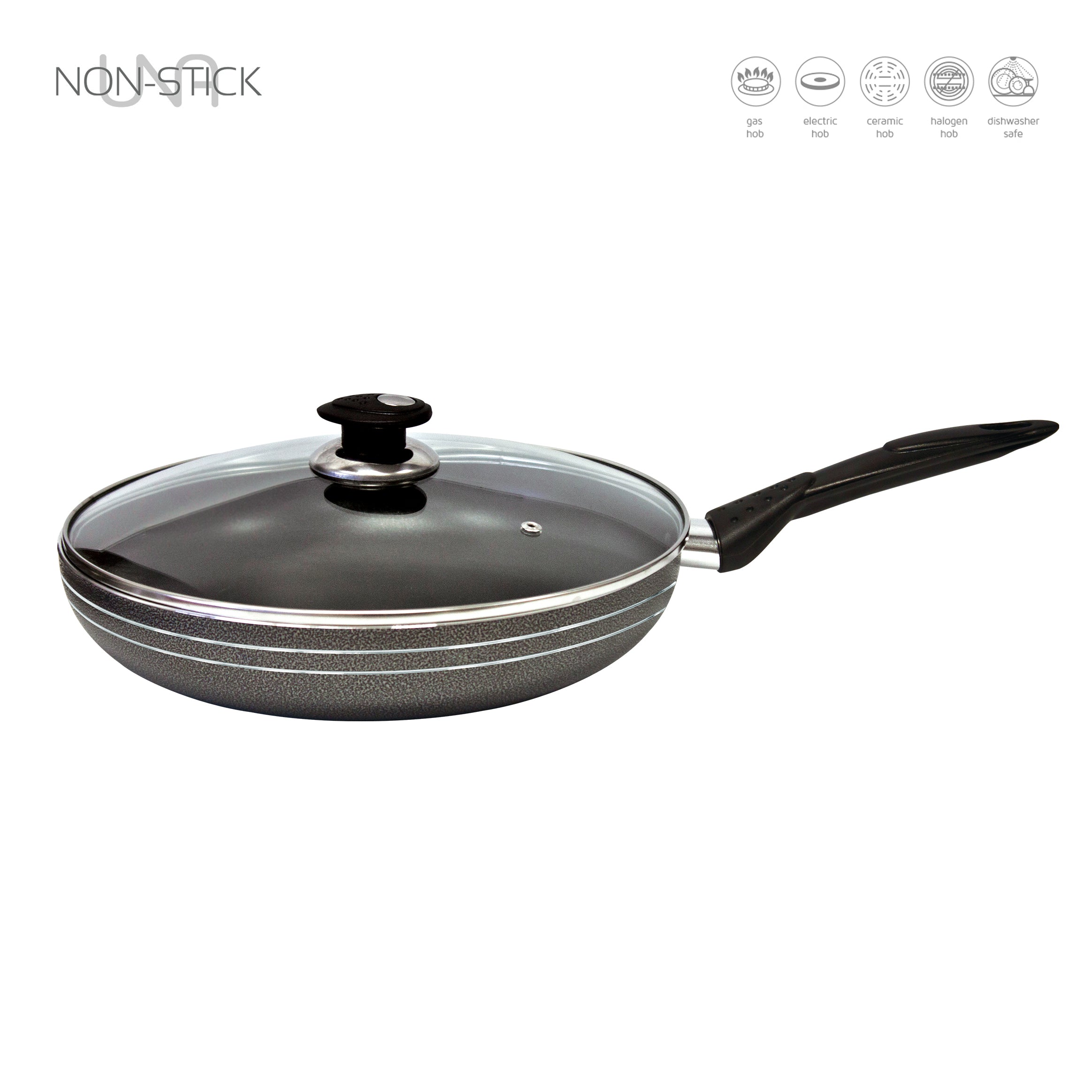 Frying Pan With Glass Lid - Induction Base - UNA - 22cm