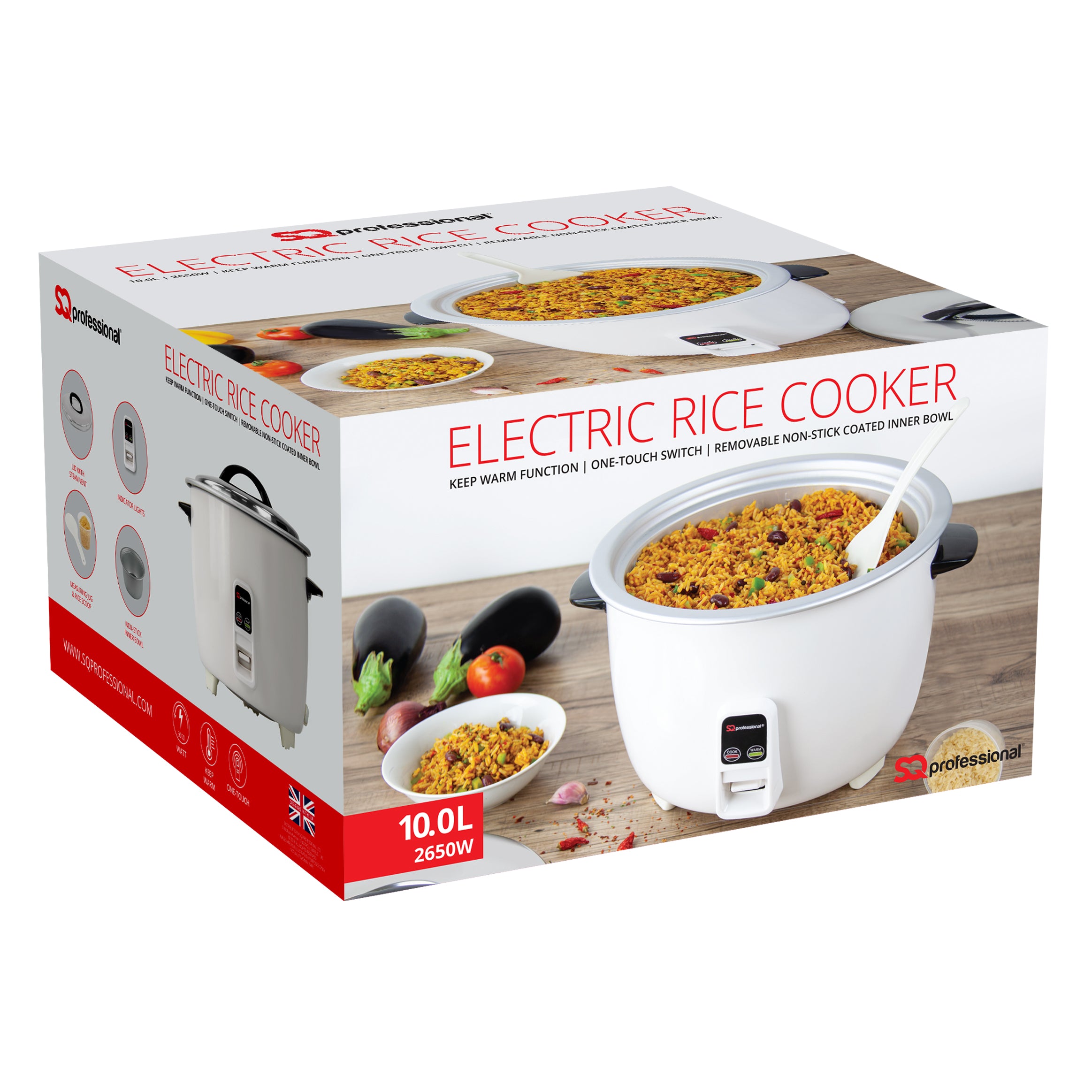 Large Electric Rice Cooker - White - 10.0 L