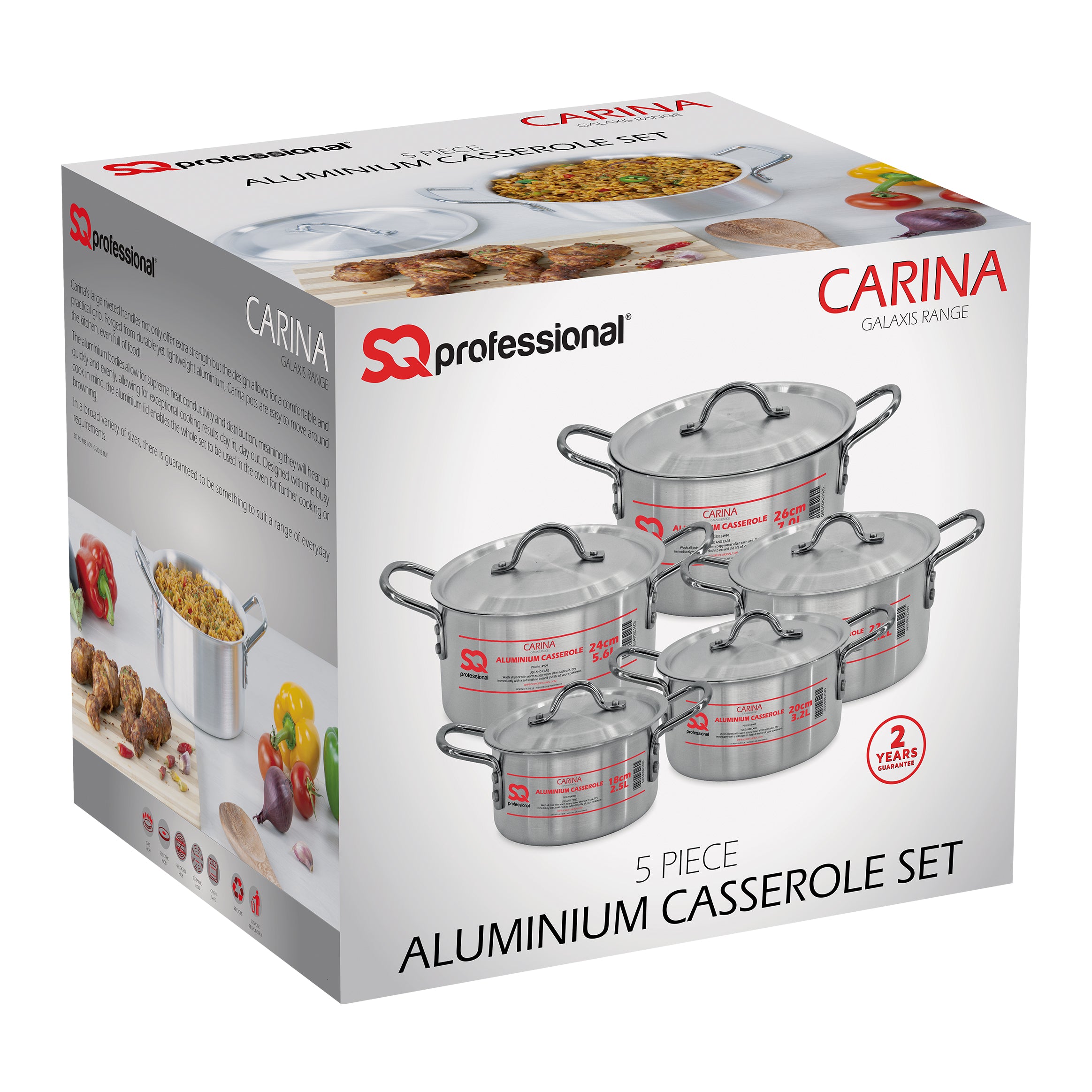 Aluminium Casseroles - CARINA - 5 Pcs Set