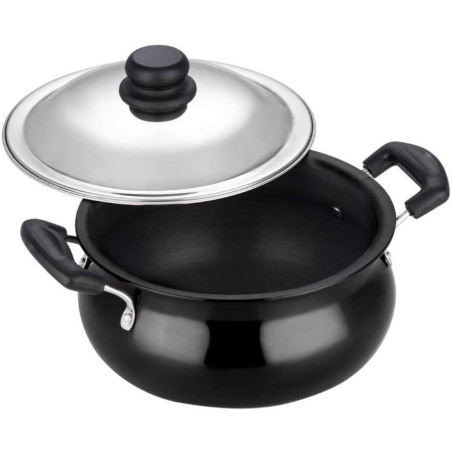 Hard Anodised Handi with Stainless Steel Lid - Pearl Black - Large 6.5L