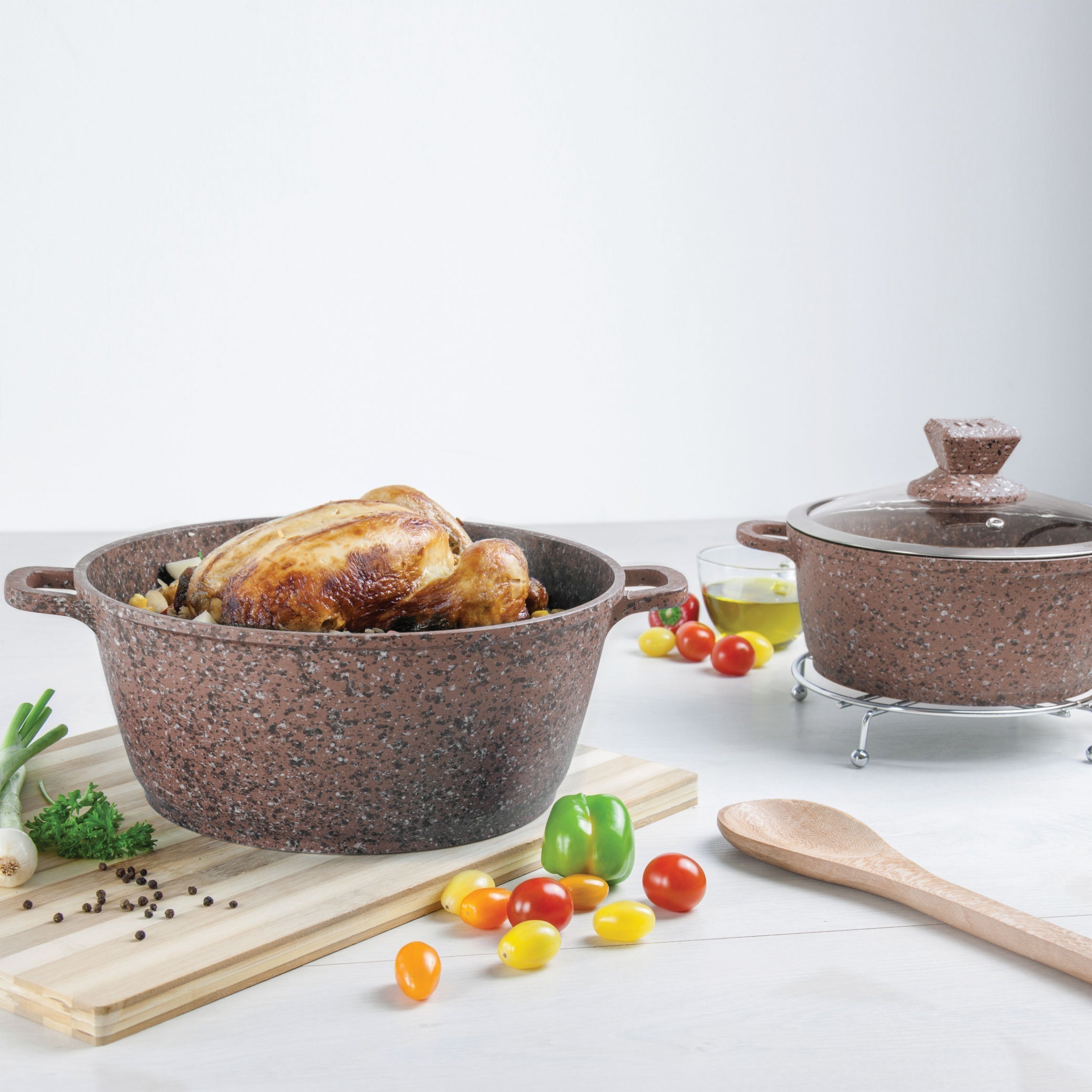 Granite Stockpot With Induction - NESSA GRANUM - Brown - 30cm