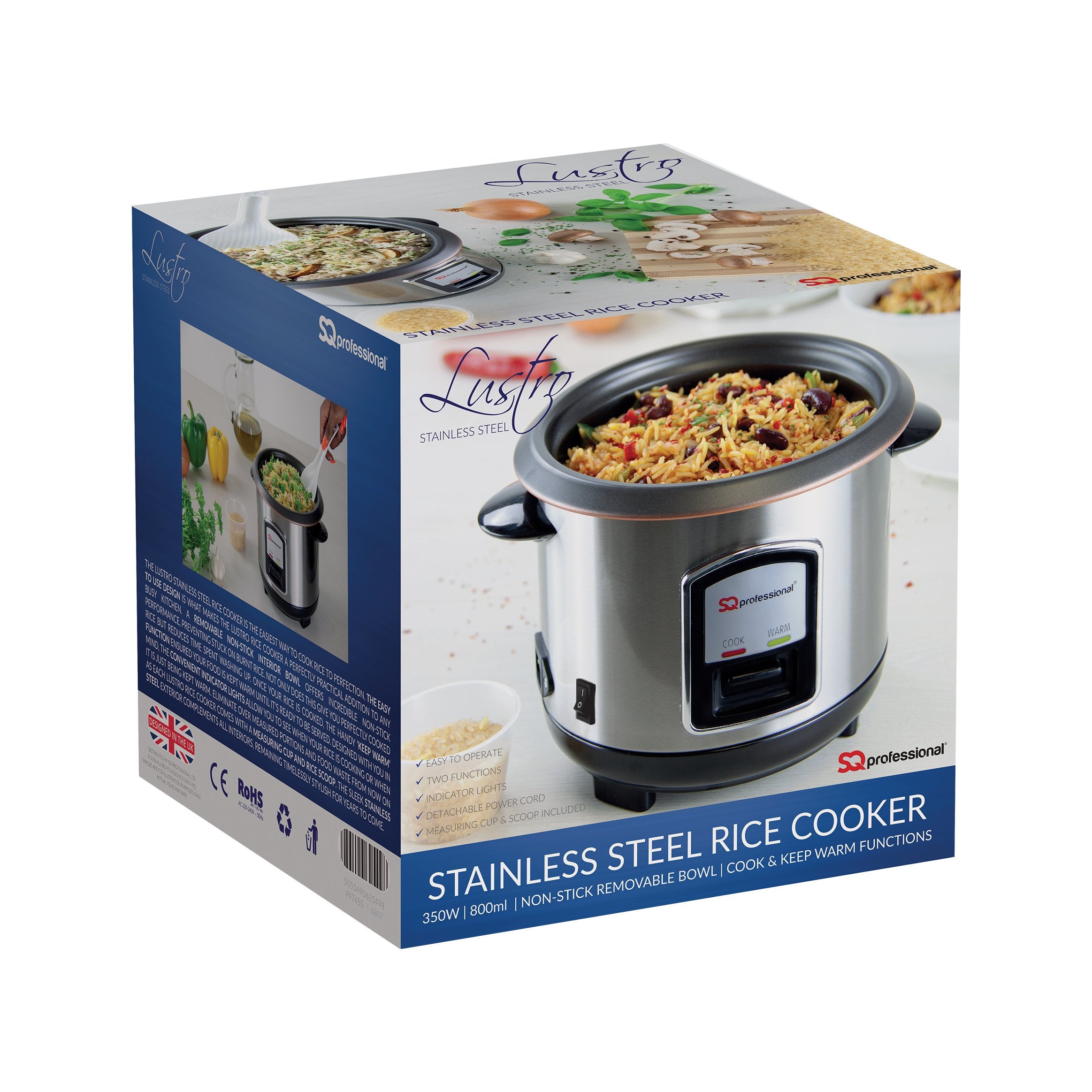 Electric Rice Cooker - LUSTRO - Stainless Steel - 1.8 L