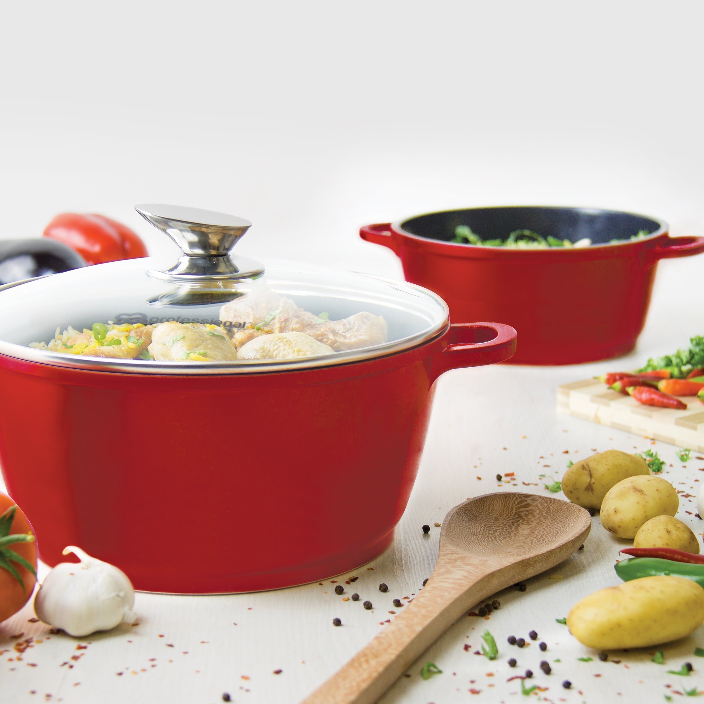 Die Cast Stockpot With Induction - NEA - Red - 30cm