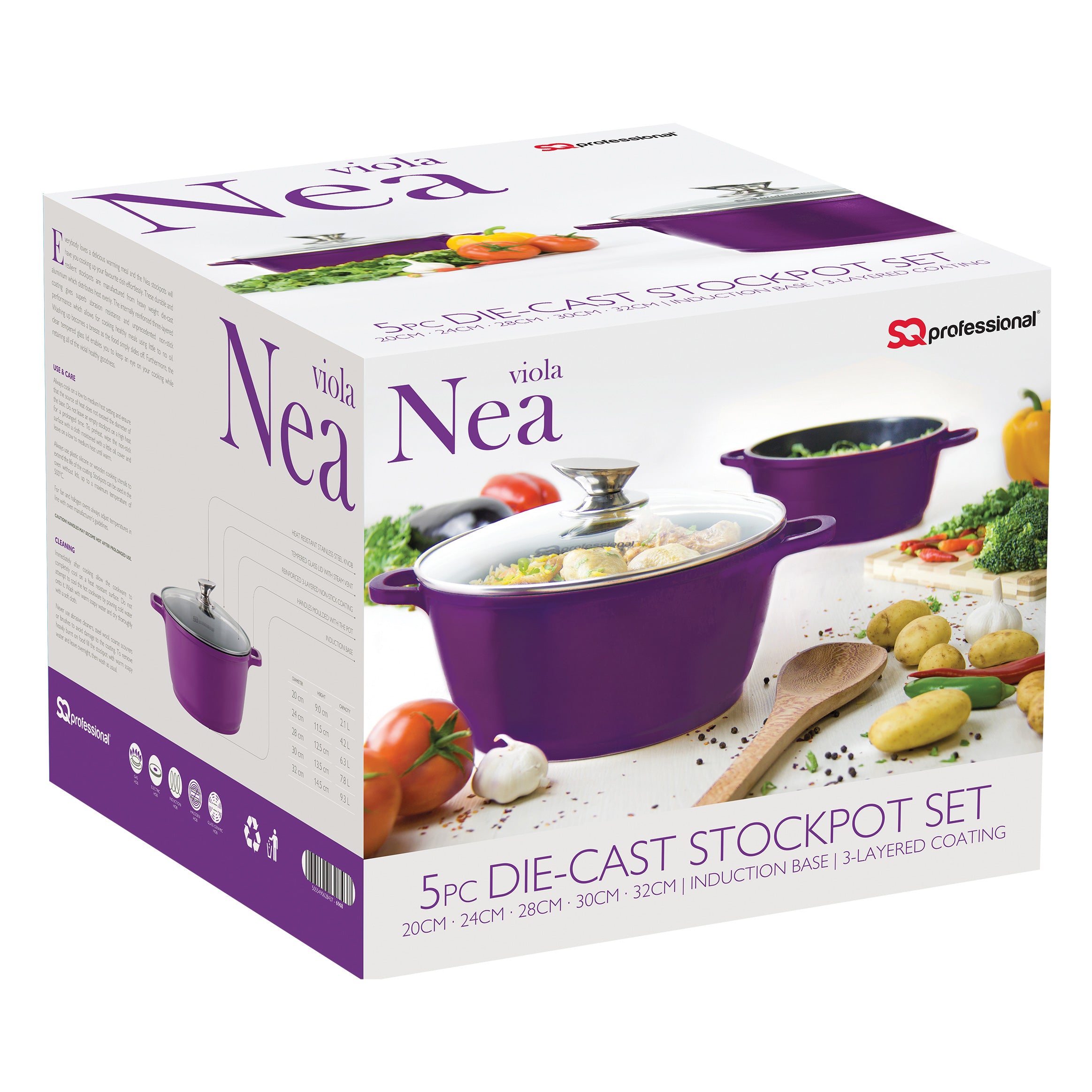 Die Cast Stockpots With Induction - NEA - Purple - 5 Pcs Set