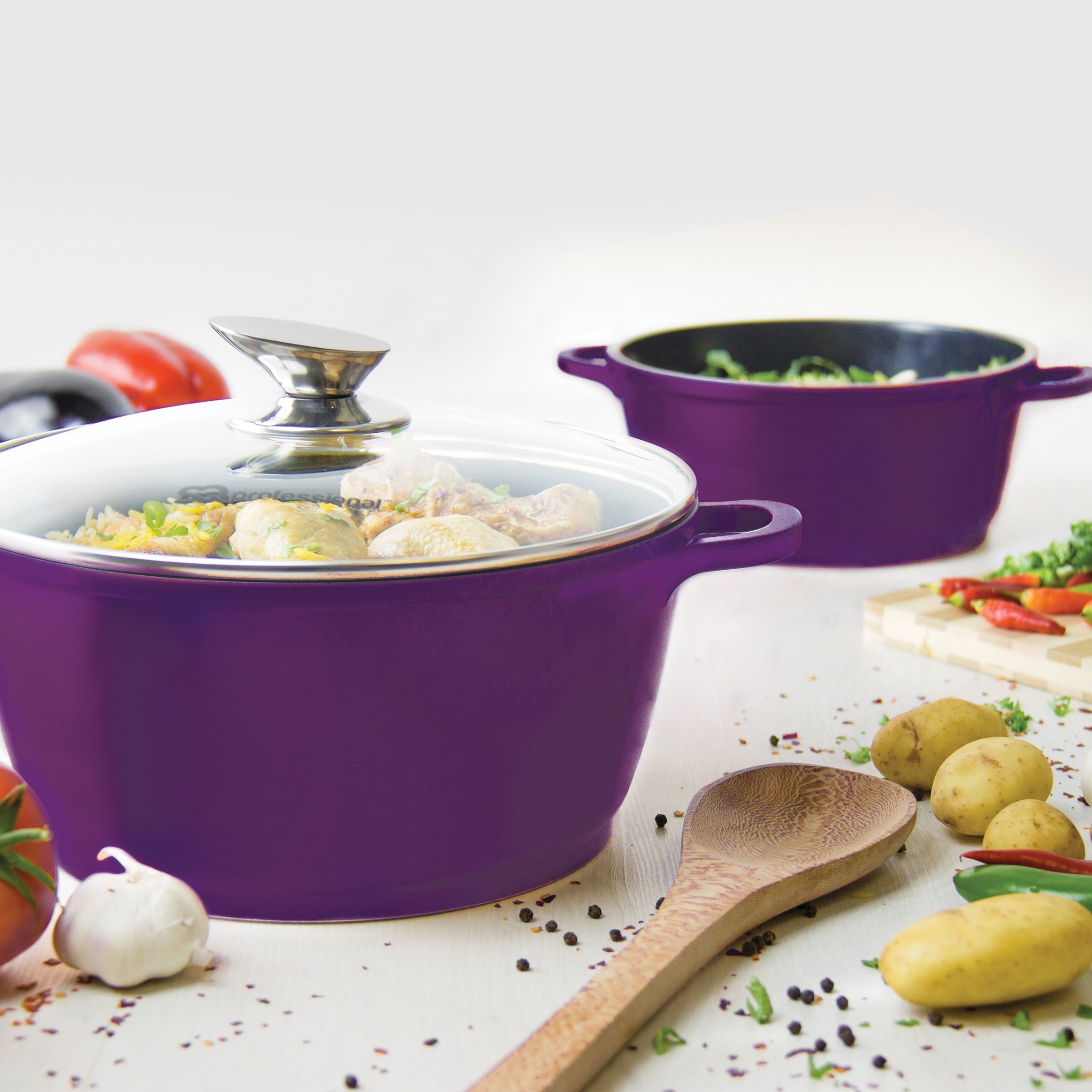 Die Cast Stockpot With Induction - NEA - Purple - 28cm