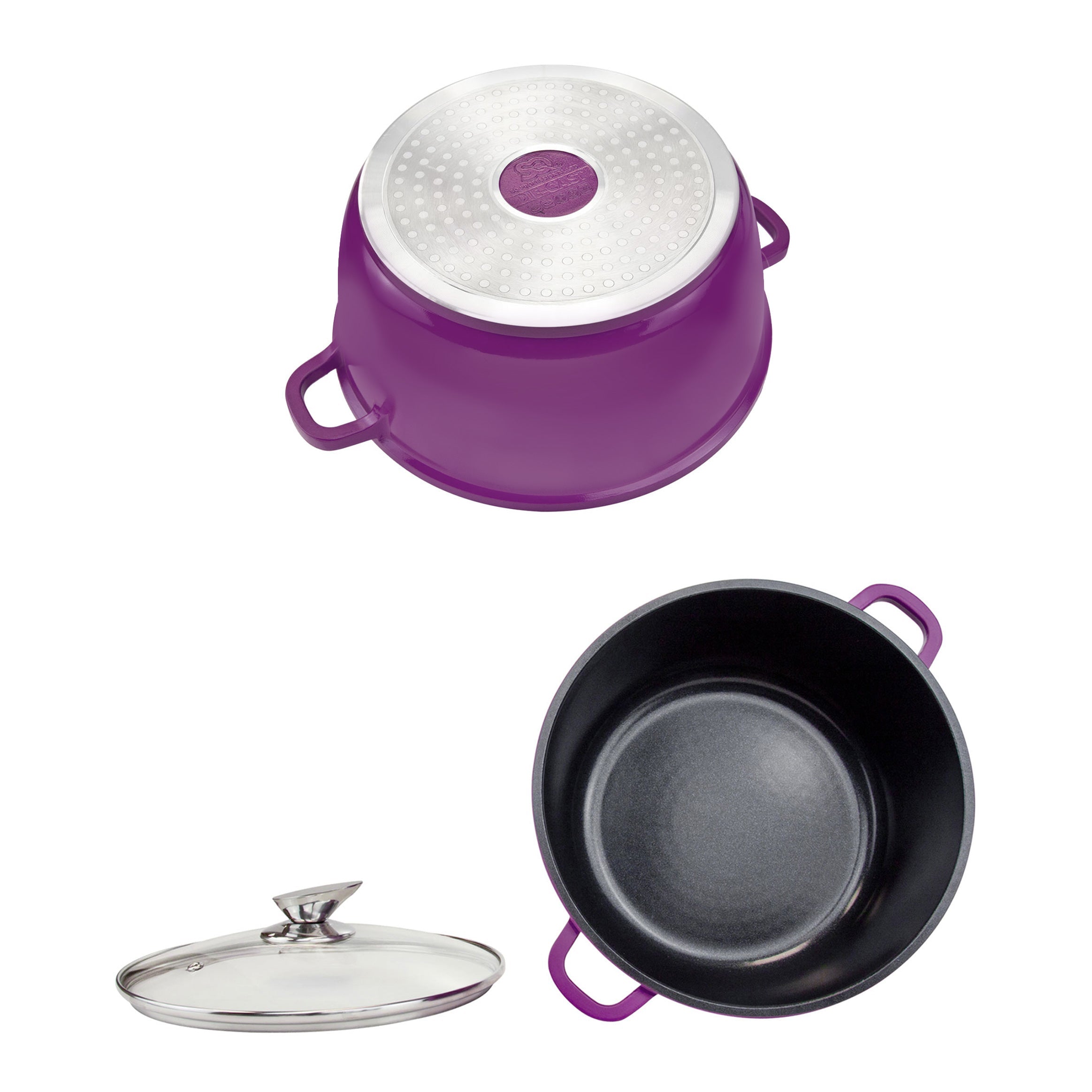 Die Cast Stockpot With Induction - NEA - Purple - 28cm