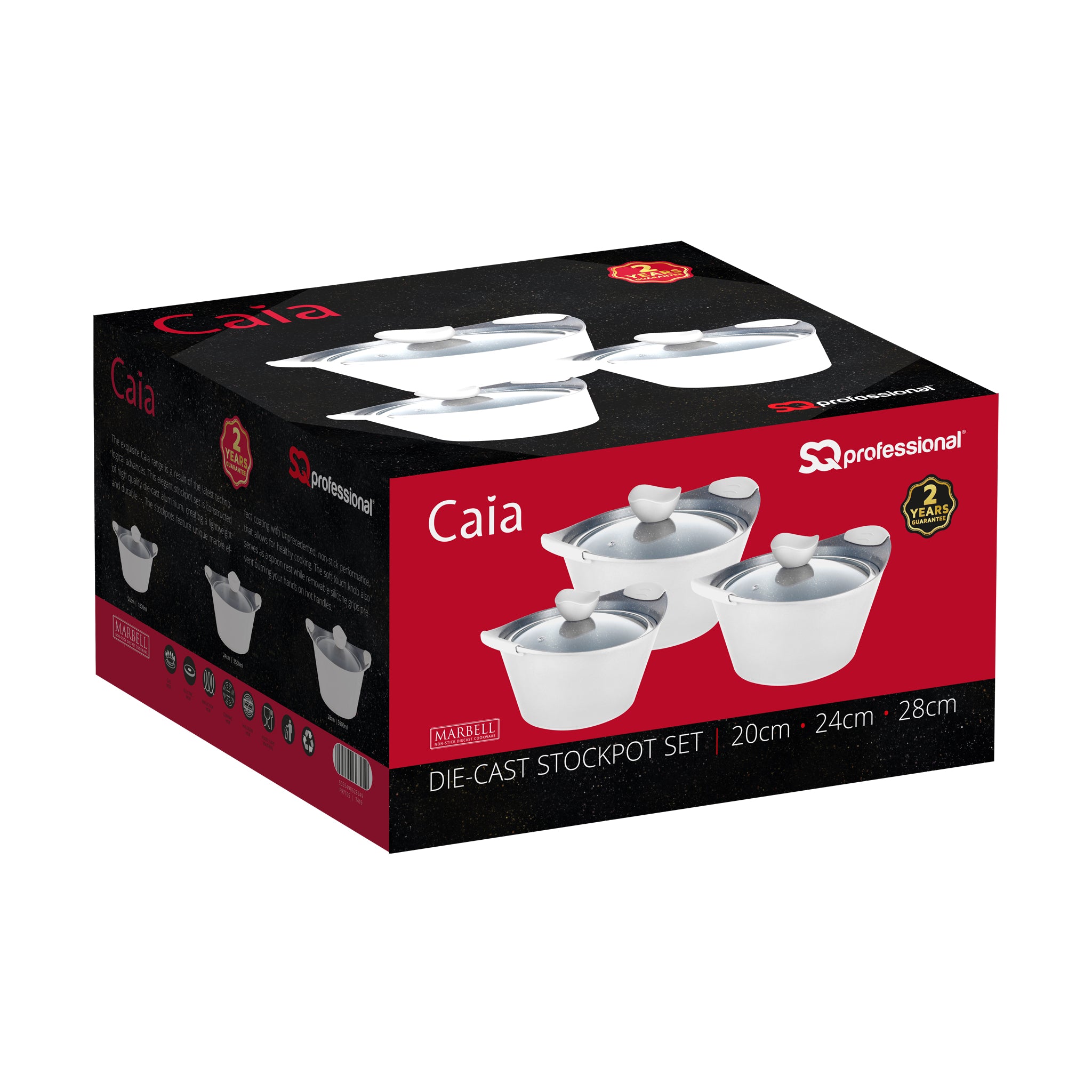 Marble Stockpots With Induction - CAIA - White - 3 Pcs Set