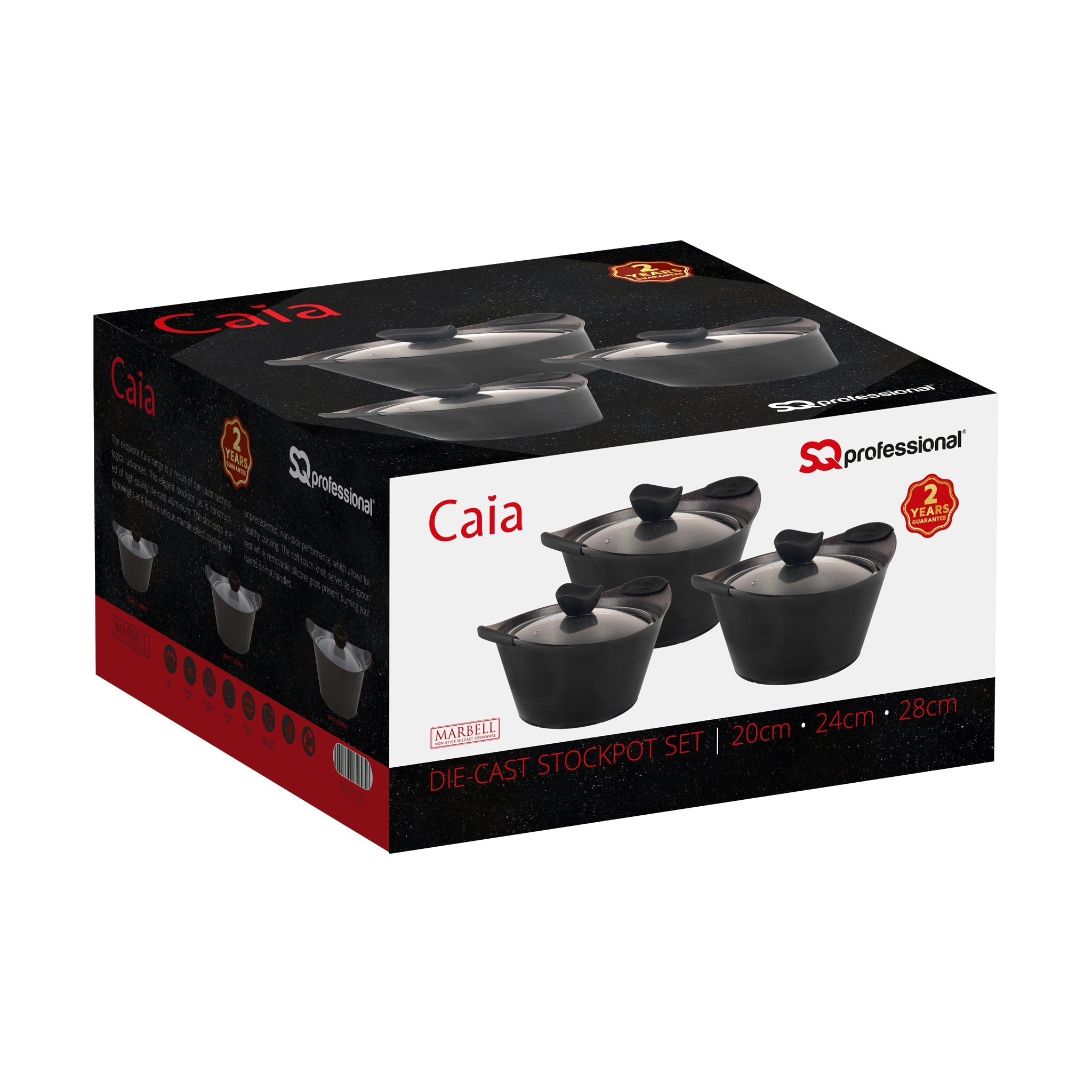 Marble Stockpot With Induction - CAIA - Black - 28 cm