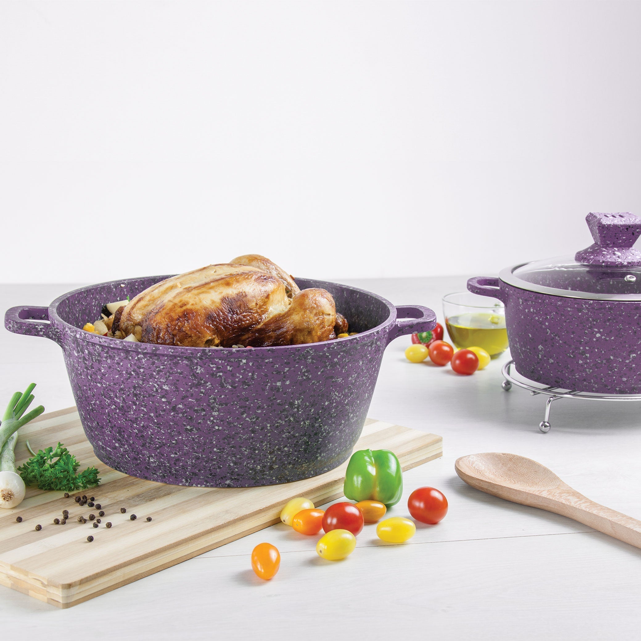 Granite Stockpot With Induction - NESSA GRANUM - Purple - 30cm