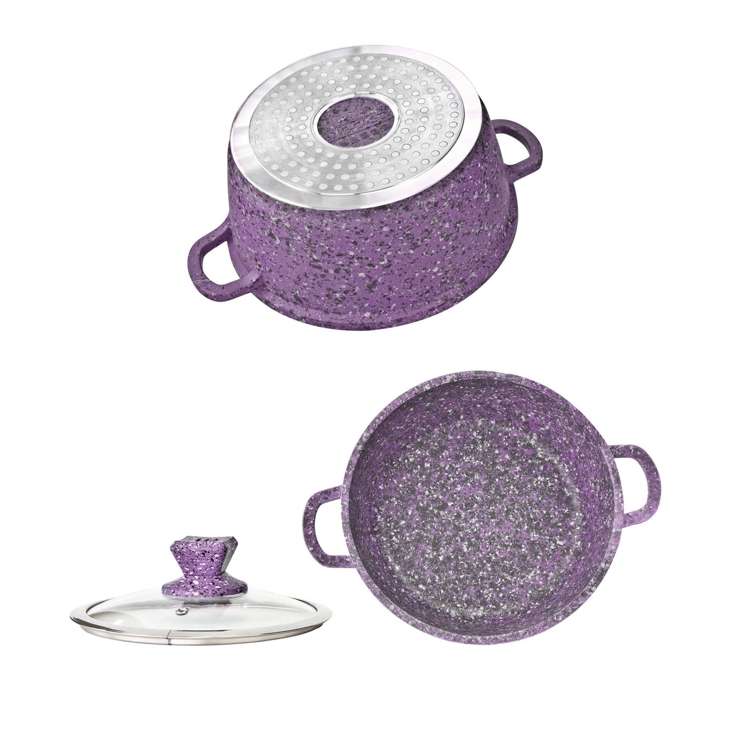 Granite Stockpot With Induction - NESSA GRANUM - Purple - 30cm