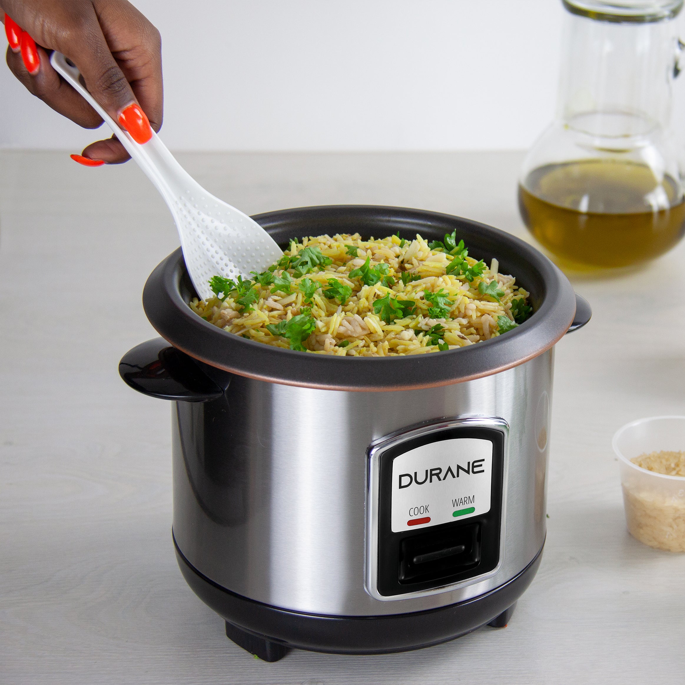 Electric Rice Cooker - DURANE - Stainless Steel - 0.8 L